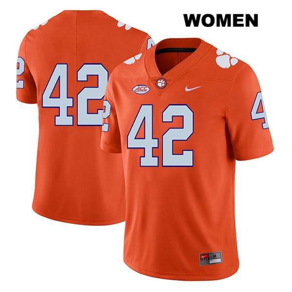 Women's Clemson Tigers #42 LaVonta Bentley Stitched Orange Legend Authentic Nike No Name NCAA College Football Jersey GUP3346BW